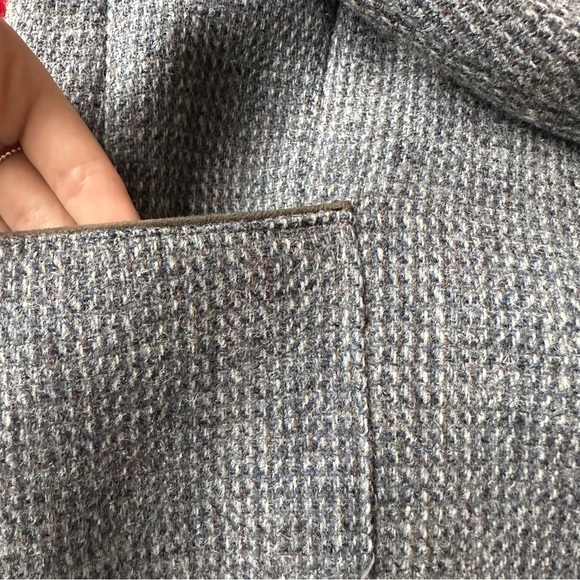 VINTAGE HARRIS TWEED WOOL BLAZER HOUNDSTOOTH GRAY BLUE HAND WOVEN LUXURY S M - Picture 8 of 10